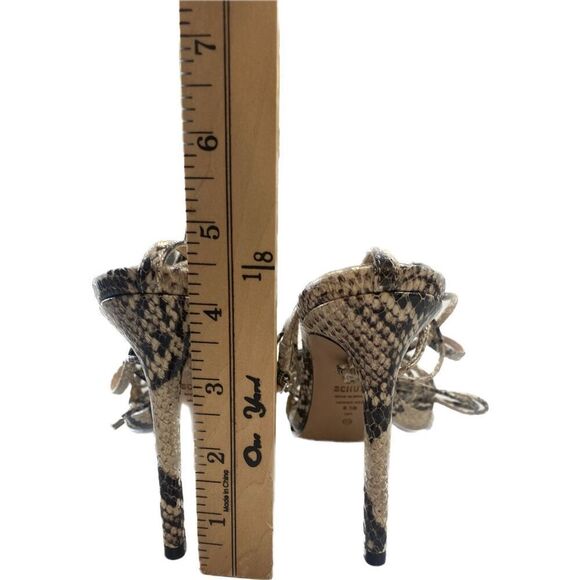 SCHUTZ Vikki Ankle Tie High Heel Sandals Snakeskin  Size 8.5 B - Picture 5 of 8